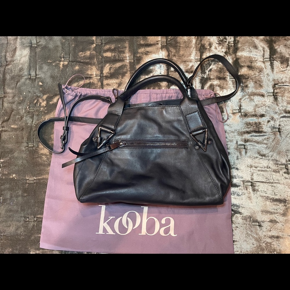 Kooba black leather Corvus leather shopper tote bag with dust bag